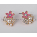 Flower Earrings with Number and Pearl